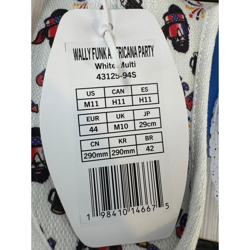 Hey Dude Wally Funk Americana Party Mens Shoes White USA Slip On Comfort Size 11 - Picture 4 of 6